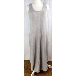 prAna Corrine Tank Dress Gray Striped Hemp Blend Minimalist Beachy Size Small